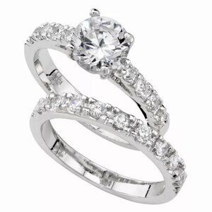 Cubic Zirconia (3 ct. t.w.) Engagement Ring Set in Fine Silver Plate Size 6 to 9